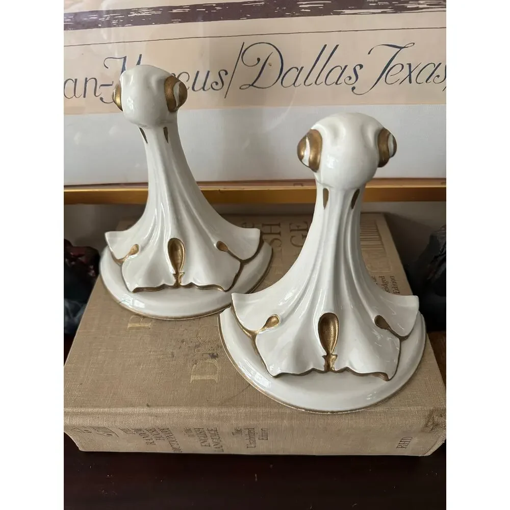 Vintage Italian Hollywood Regency Style Gilt Porcelain Brackets Shelves sconces